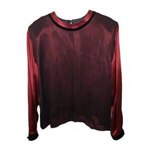 Bonnie Durant Burgundy Silk Women's Blouse Size L